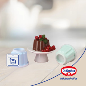 Lot de 6 moules à flans avec couvercle 6,3 x 7,5 cm Dr. Oetker Rétro