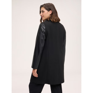 Fiorella Rubino - Cappotto misto lana con maniche staccabili - Nero