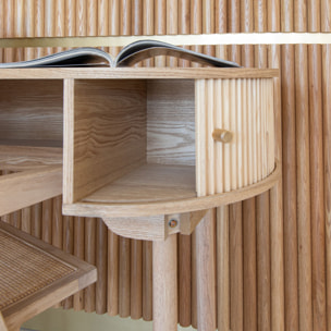 Bureau en bois clair avec portes coulissantes  HECTOR