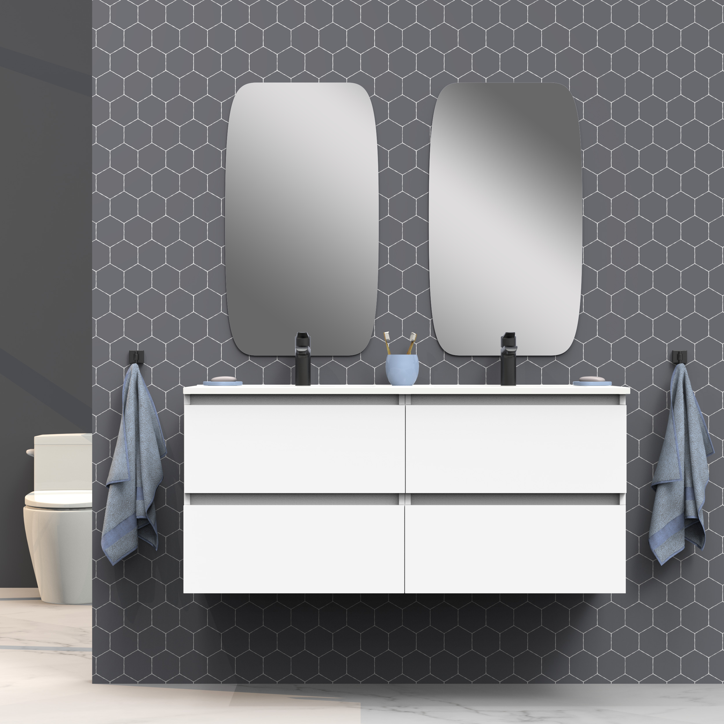 Ensemble de salle de bain IRONA 2C, 120cm, comprend lavabo et miroir