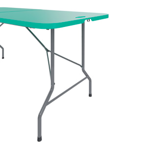Tavolo Tavolino Pieghevole In Dura Resina Set Birreria Facile Trasporto Con Maniglie Per Giardino Campeggio Terrazzo Fiere 180x74x74 cm Verde Tiffany