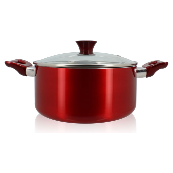 Faitout antiadhésif en aluminium 24cm - tous feux CERISE