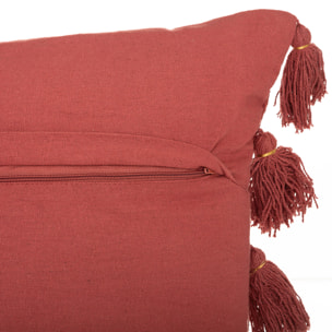 Coussin gypsy avec pompons - Terracotta