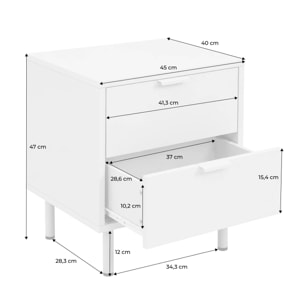 Table de chevet décor bois et métal 2 tiroirs (lot de 2) ELLIE