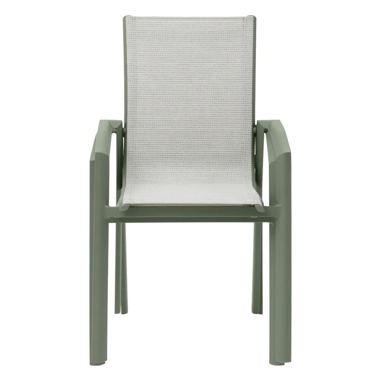 Fauteuil de jardin empilable "Axant" vert olive & vert laurier aluminium et texaline