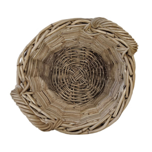 Petit Panier Rond H. 41 cm en Kubu Naturel Tressé avec Anses - ENRICO