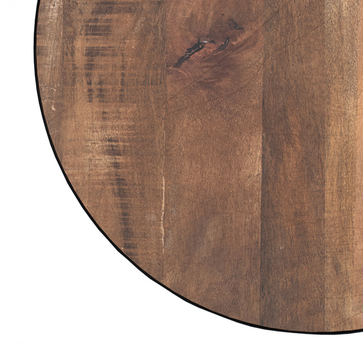 Table basse ronde en bois massif et métal D70 cm - Tajy