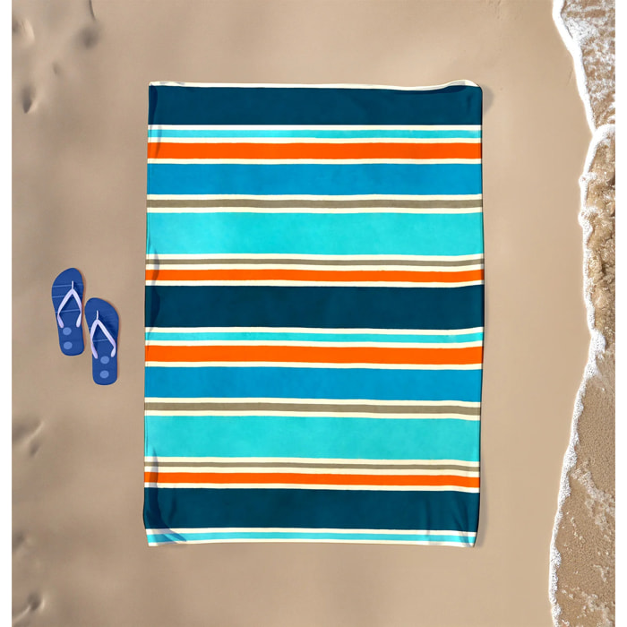 Serviette de plage XL éponge velours Jacquard Bleu 140x180 400g/m² - Cabrera