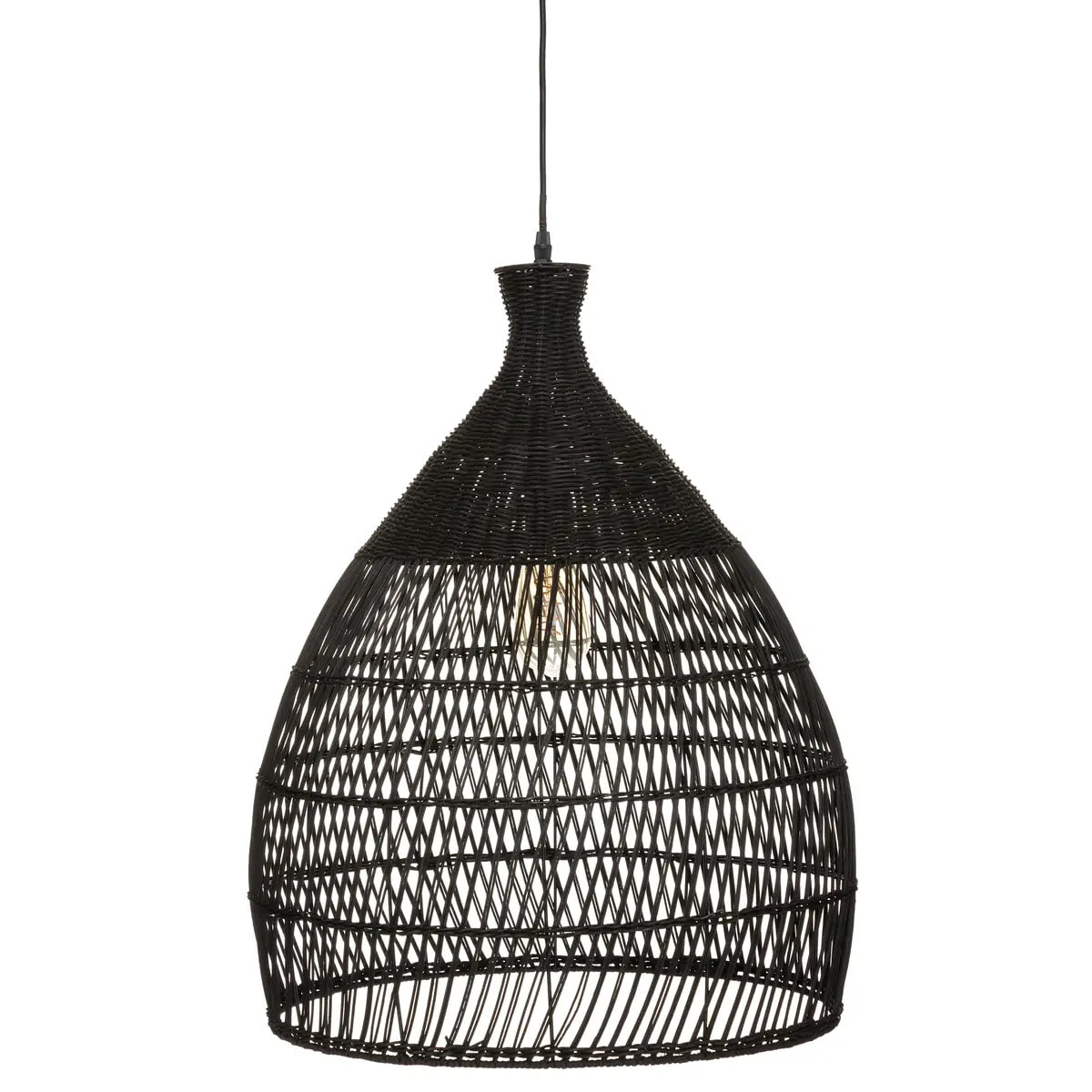 Suspension "Léa" - rotin - noir D49 cm