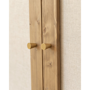 Armoire en bois massif et toile de lin ton chêne foncé 180x80cm Hauteur: 180 Longueur: 80 Largeur: 40