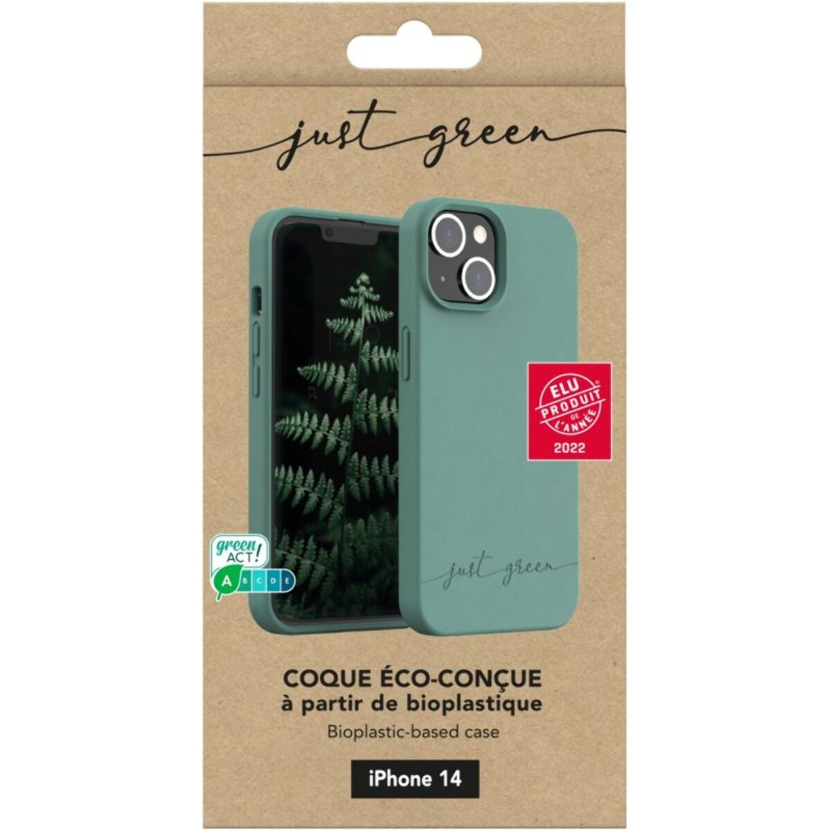 Coque JUST GREEN iPhone 14 Bio vert nuit