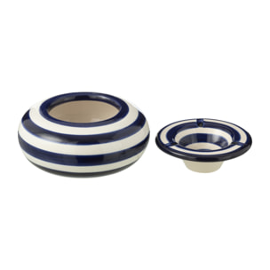 J-Line cendrier Granada Stripes - céramique - blanc/bleu - large