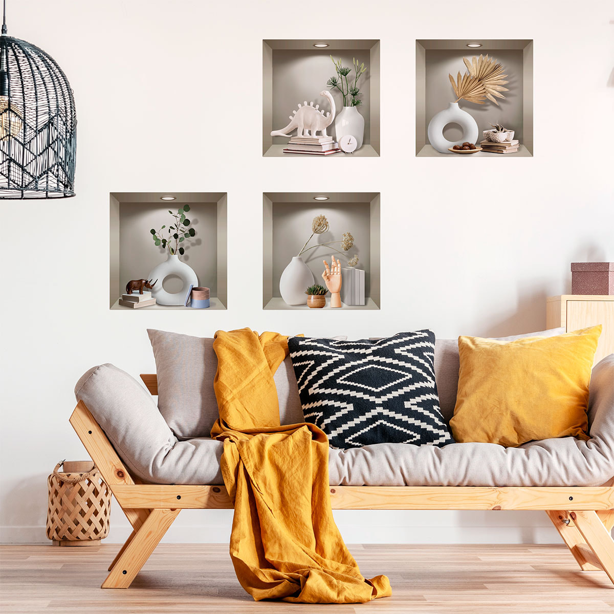 Stickers muraux 3D | Sticker Mural Autocollant effet 3D déco design - Stickers adhésifs 3D Chambre Salon Trompe l'oeil