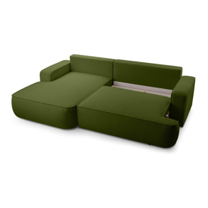 Nessino - canapé d'angle gauche 4 places - convertible avec coffre - en tissu texturé - Vert