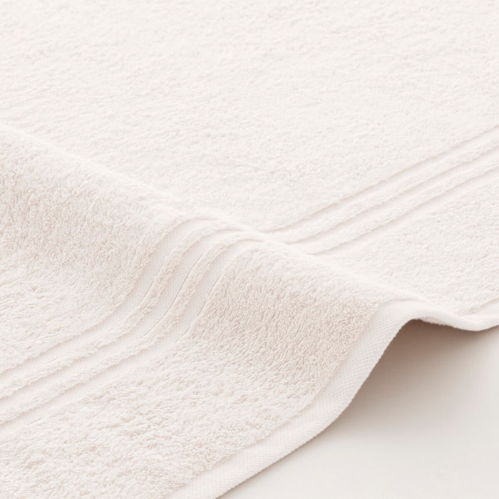 Set 2 toallas ducha + 2 toallas lavabo musgo-blanco premium