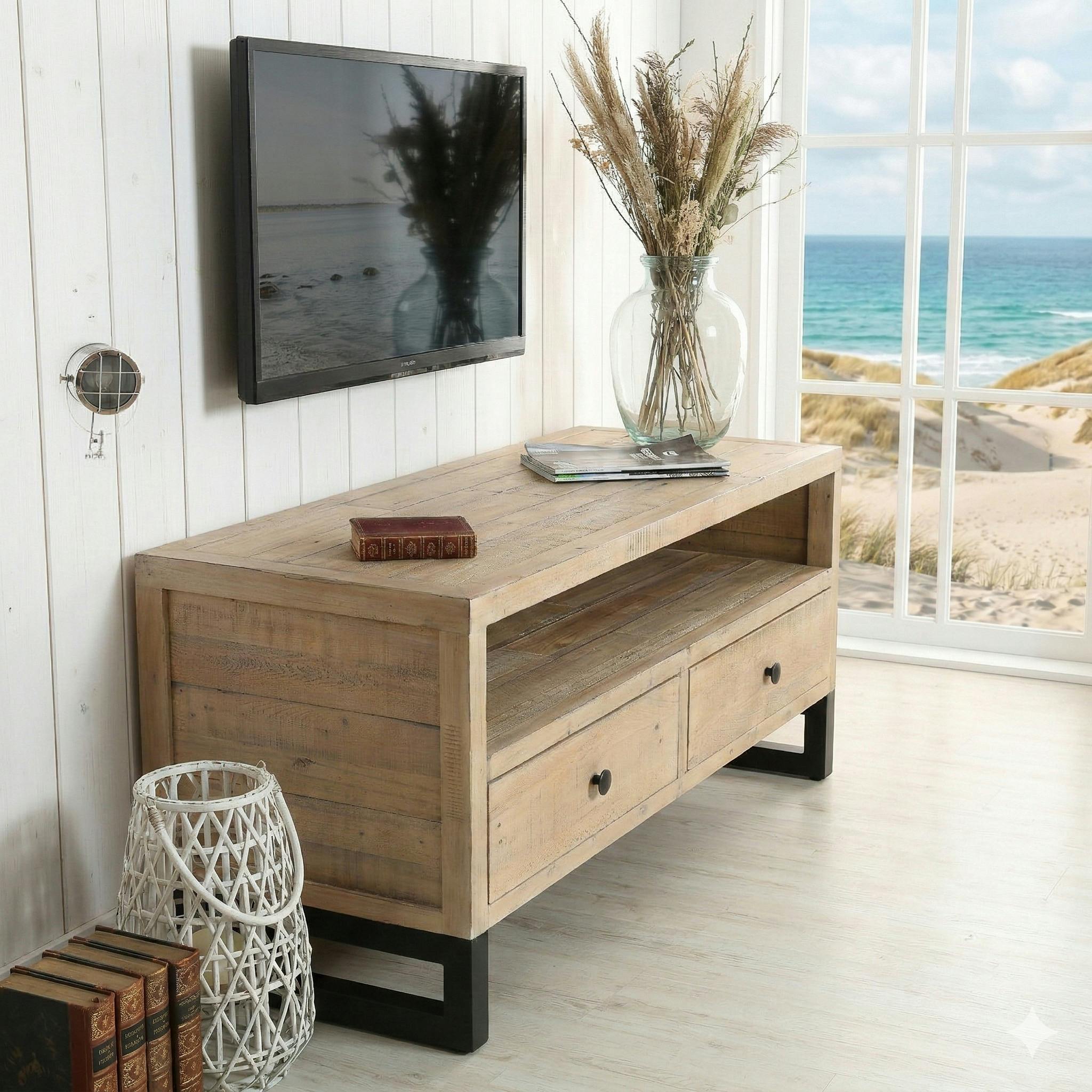 Meuble TV 120 cm bois recyclé AUCKLAND