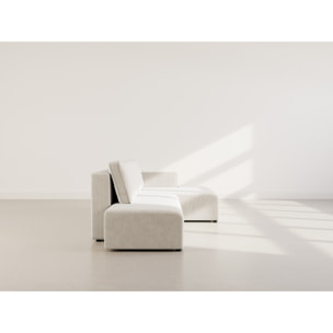 Topaze - canapé d'angle droit 4 places convertible avec coffre en velours côtelé - Beige