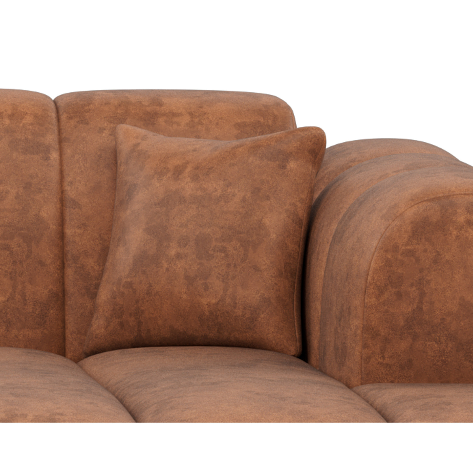 Curtis - canapé d'angle droit 4 places en simili - Cognac