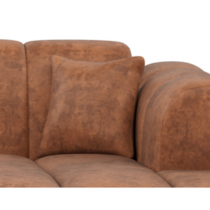 Curtis - canapé d'angle droit 4 places en simili - Cognac