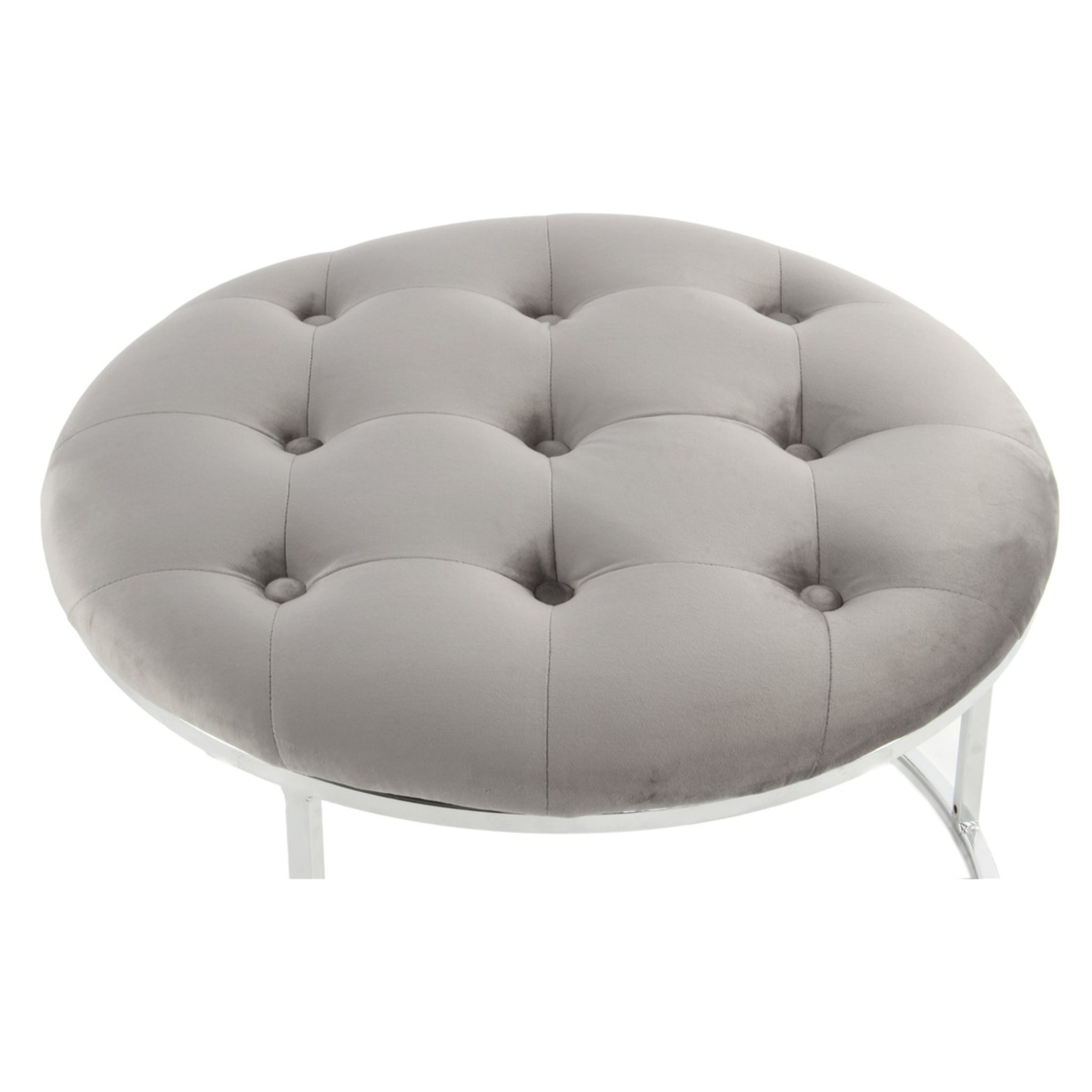 Set di 2 Pouf Becky in Velluto Grigio e Argento