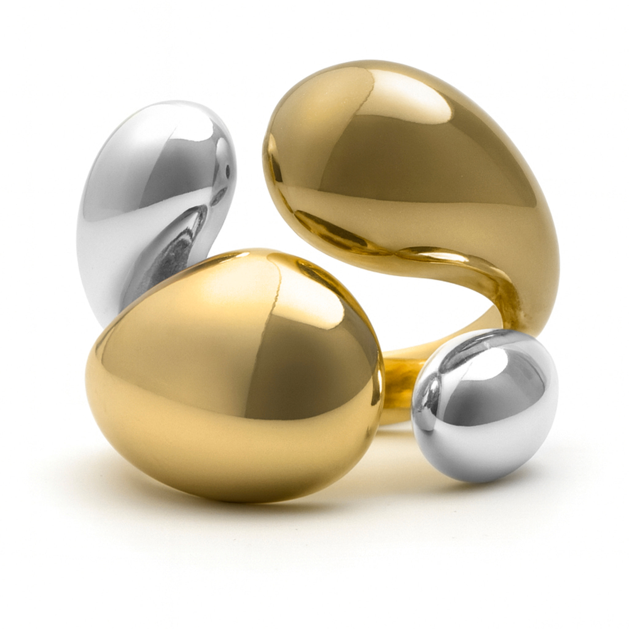 Anillo Towio acabado plata y oro amarillo 18k