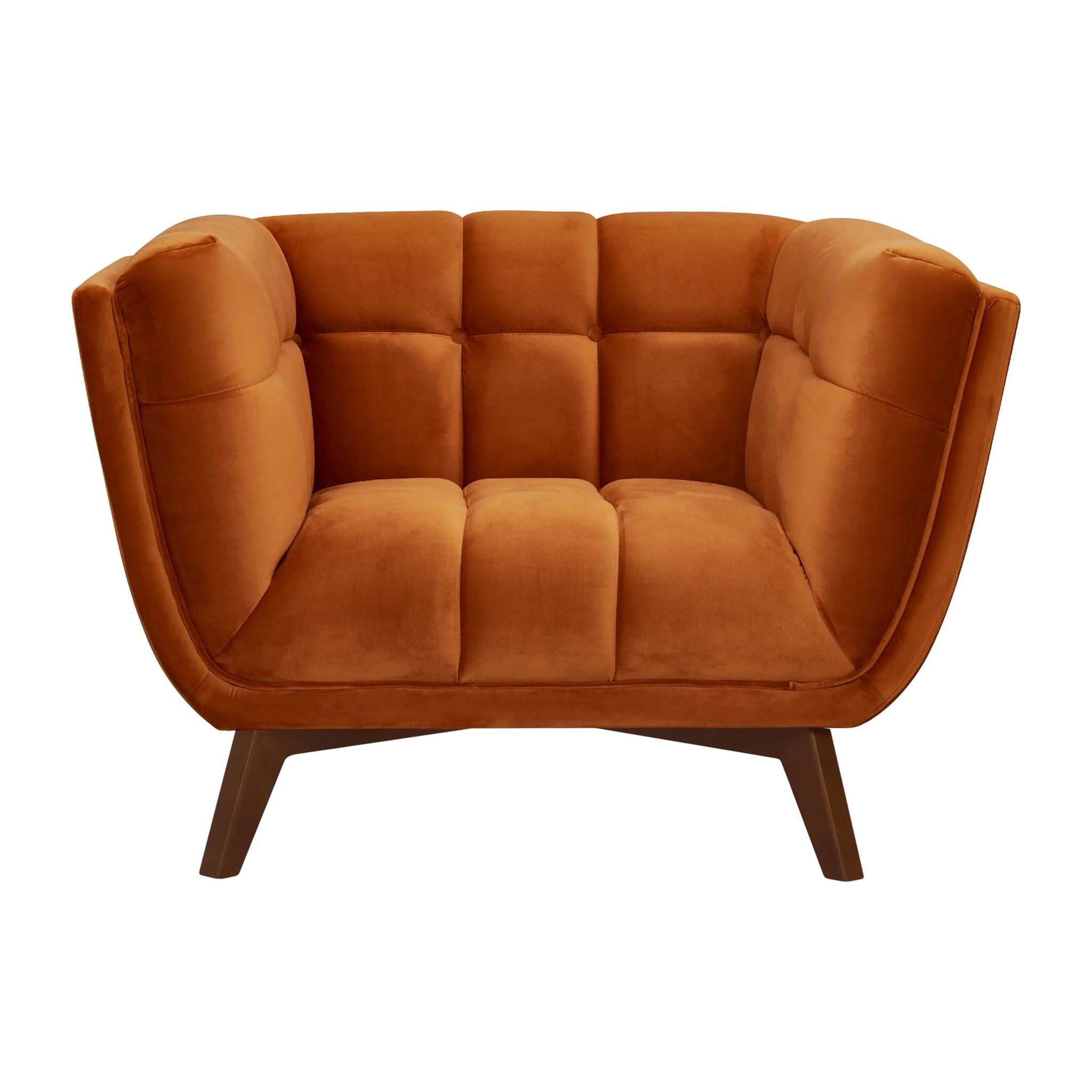 Fauteuil en velours orange curcuma - Mona