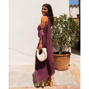 Vestido midi asimétrico con capa