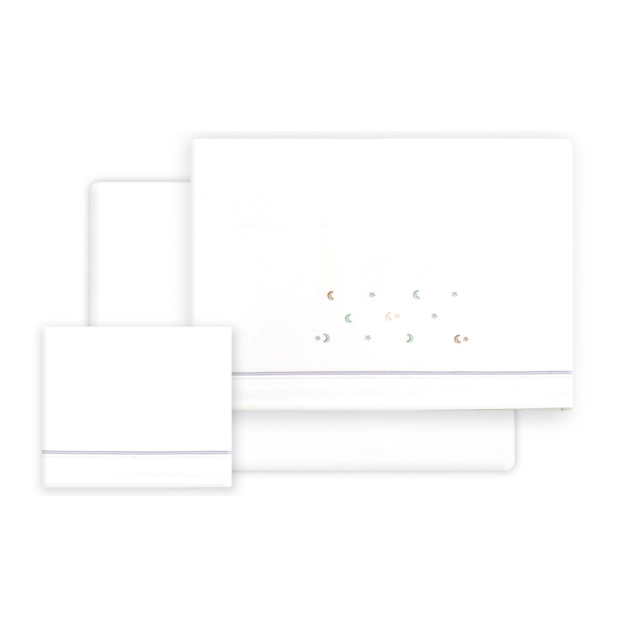 Triptico Cuna Estrella Luna Multicolor + Broche Bco/Gris