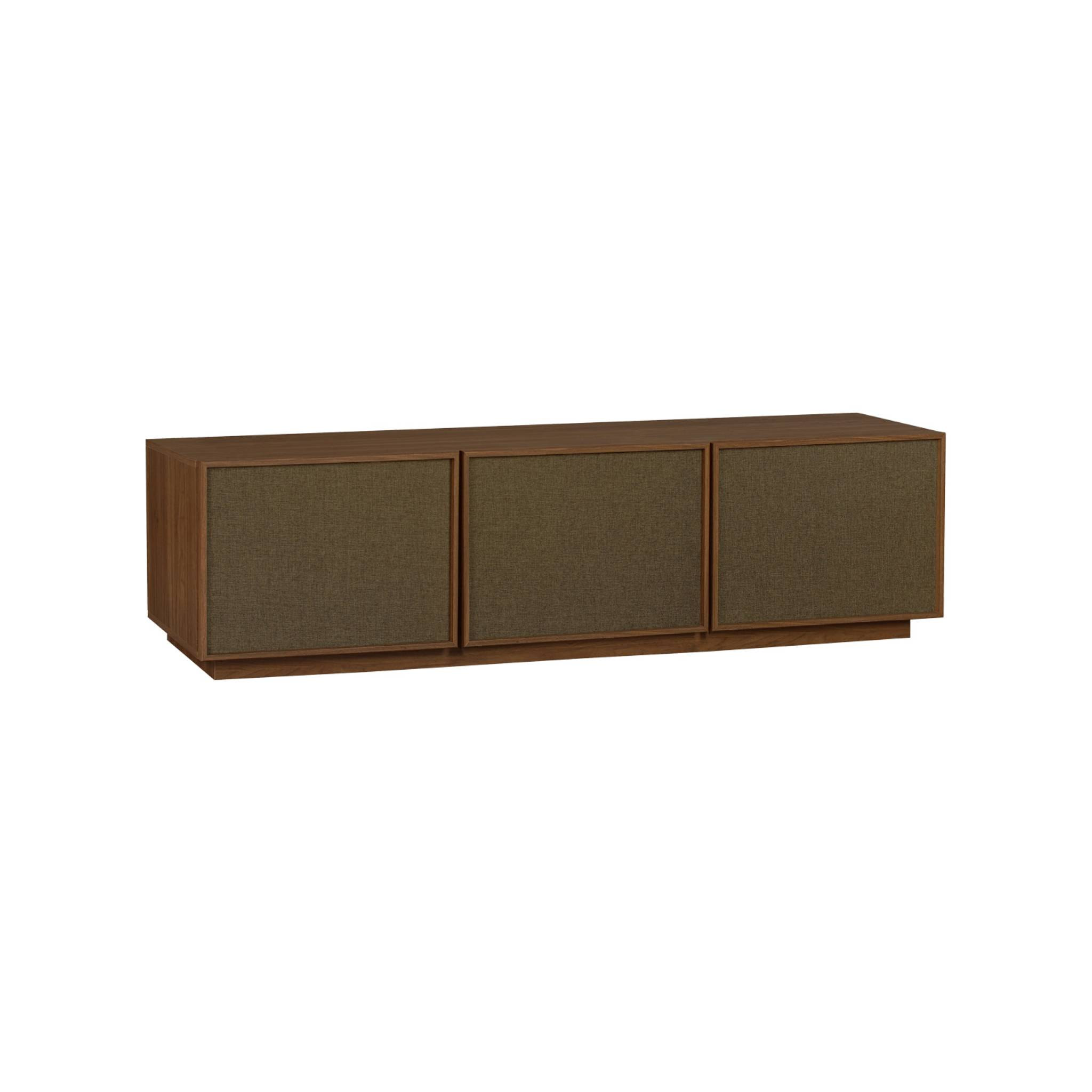 Meuble TV décor bois et tissu 3 portes 180cm KUBA