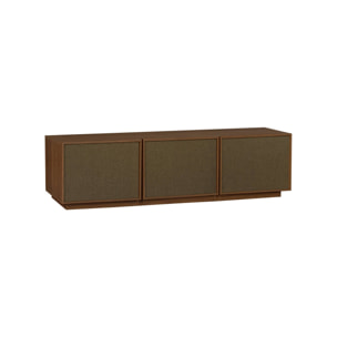 Meuble TV décor bois et tissu 3 portes 180cm KUBA