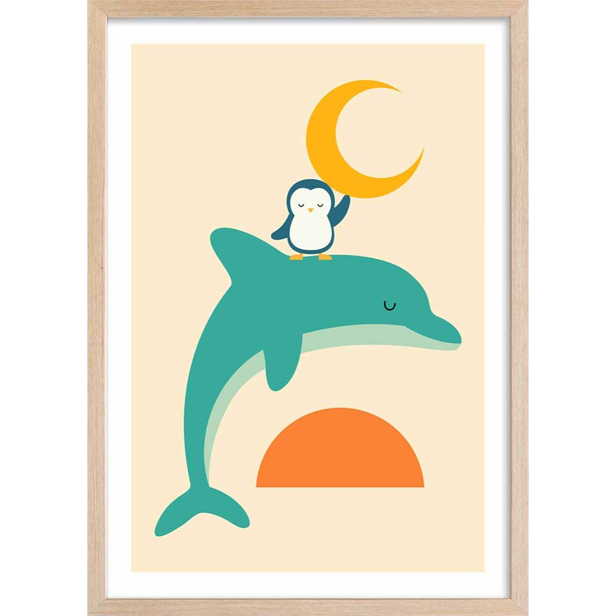 Affiche  date with the moon Affiche sous cadre bois