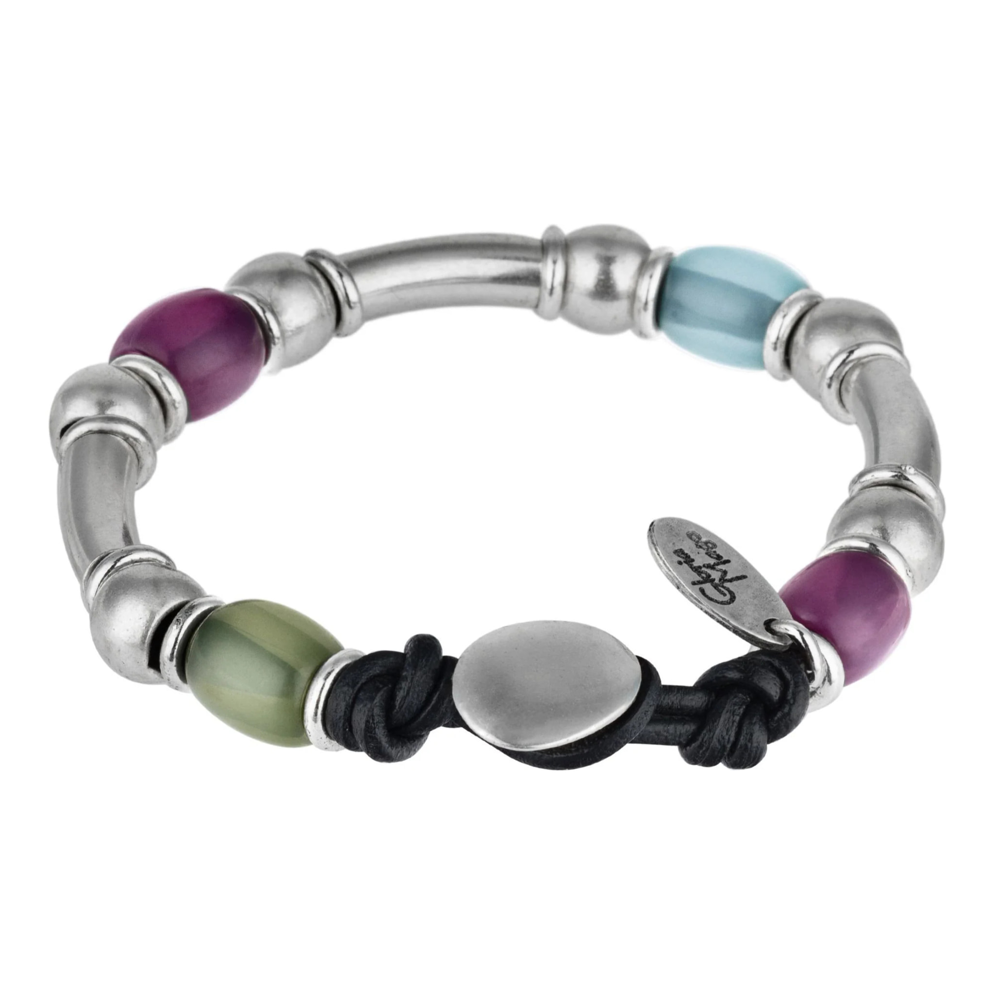 Pulsera multicolor plata chapado resina colores