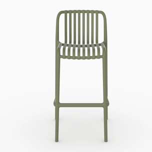 Lot de 2 chaises de bar de jardin 76 cm en plastique vert kaki - Duli