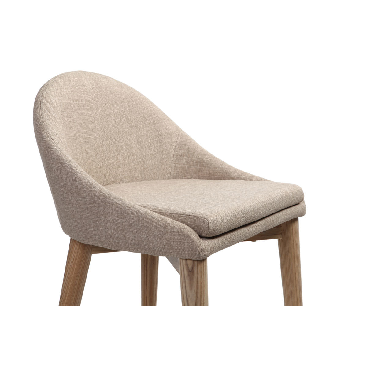 Tabourets de bar scandinaves en tissu beige et frêne massif H66 cm (lot de 2) DALIA