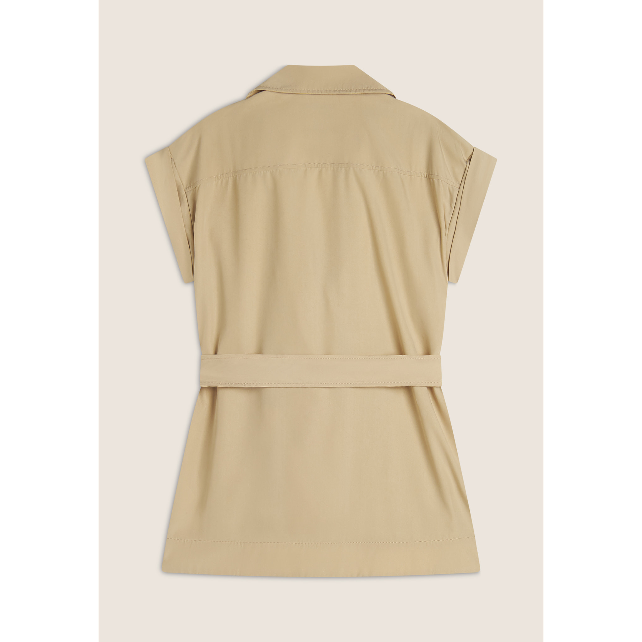 Trench donna senza maniche con cintura in vita