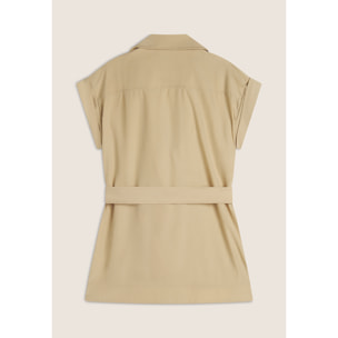 Trench donna senza maniche con cintura in vita