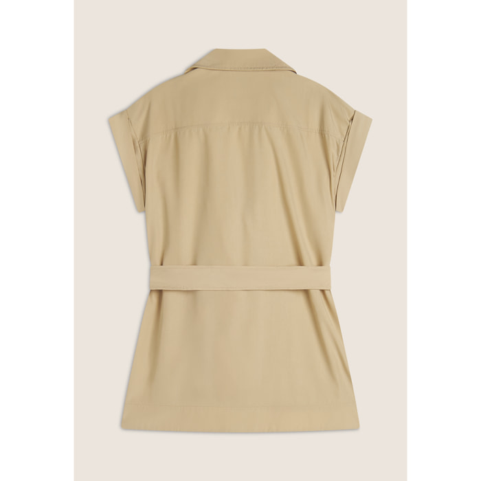 Trench donna senza maniche con cintura in vita