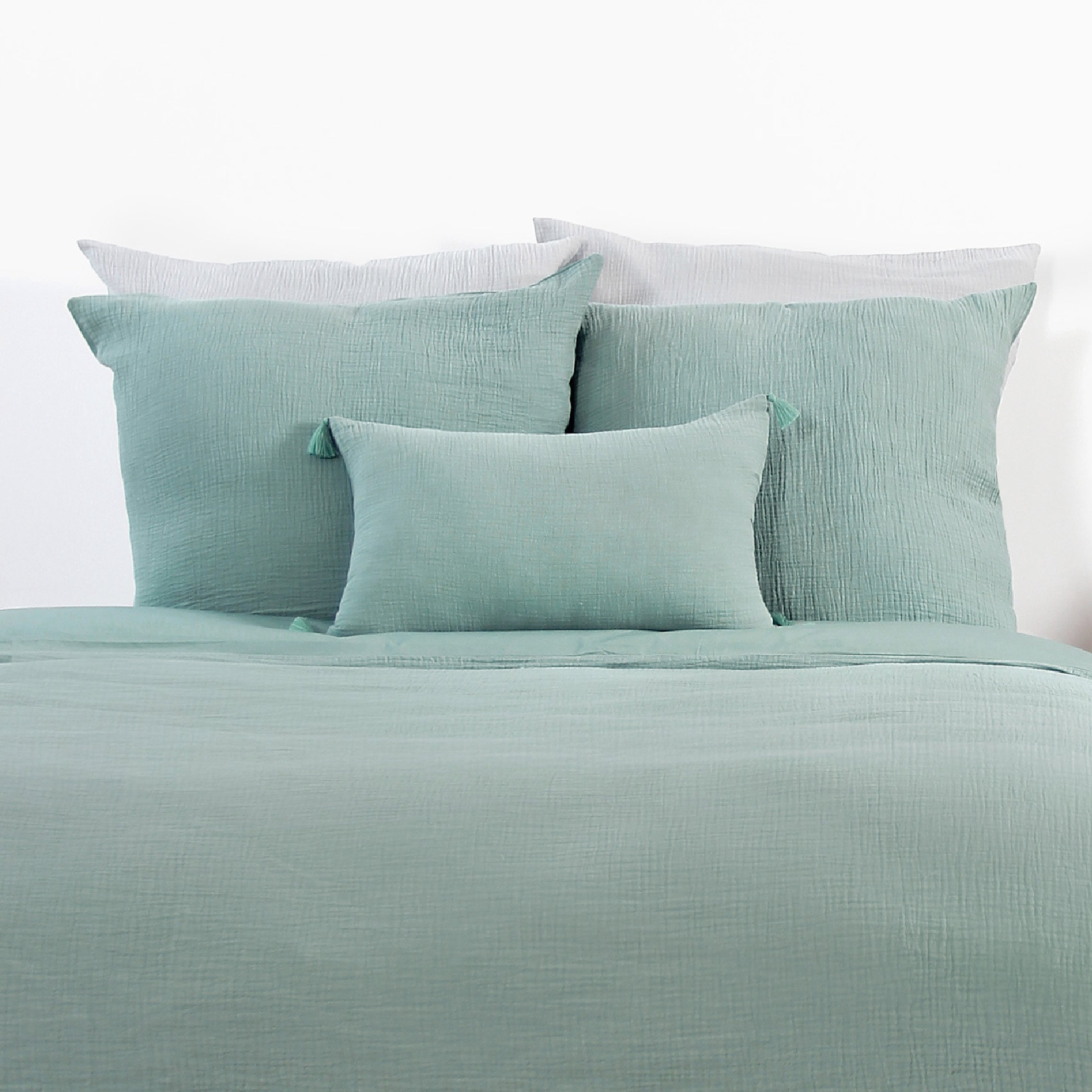 Parure de lit en double gaze de coton - Vert tilleul