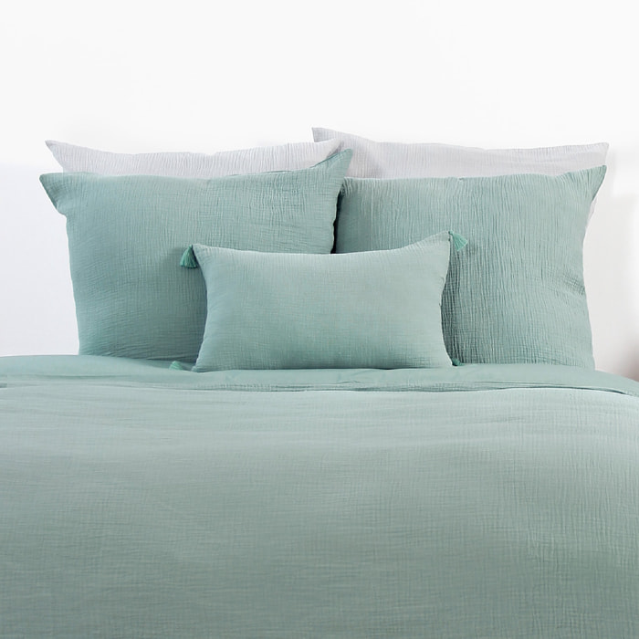 Parure de lit en double gaze de coton - Vert tilleul