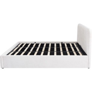 Lit coffre avec tête de lit en tissu bouclé - AVA