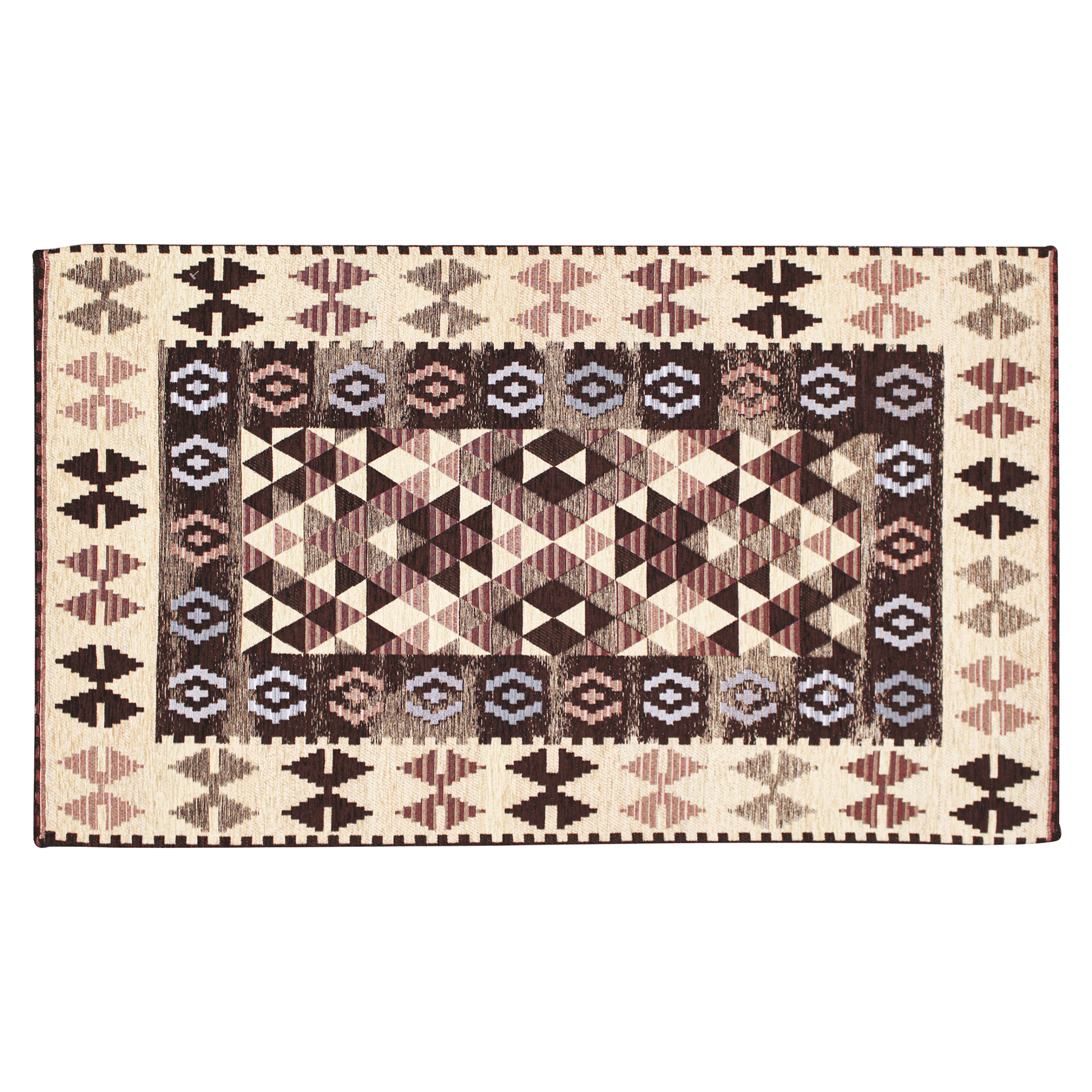 TAPPETO ARREDO DIS.KILIM COL.MARRONE FONDENTE 80X150 CM CON ANTISCIVOLO MADE IN ITALY