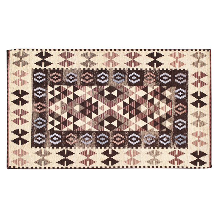 TAPPETO ARREDO DIS.KILIM COL.MARRONE FONDENTE 160X240 CM CON ANTISCIVOLO MADE IN ITALY