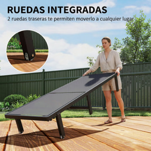 Pack de 2 Tumbonas de Jardín Exterior, Tumbonas Reclinables con Ruedas, Respaldo Ajustable de 4 Niveles, Estructura de Aluminio y Tela Textilene, Resistentes, para Playa, Piscina, Gris Oscuro