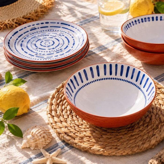 Lot de 6 assiettes creuses, SANTORIN