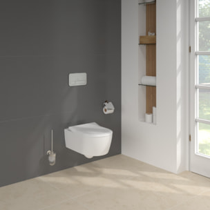 Pack WC sans bride Avento + Bâti support + abattant frein de chute + plaque chromée  + Tabouret blanc