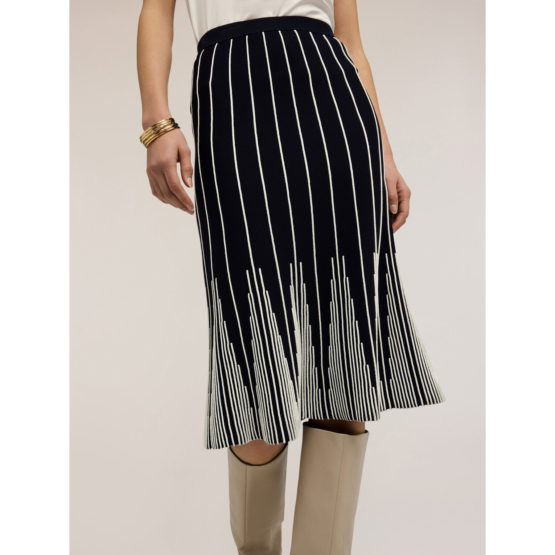 Motivi - Falda midi plisada a rayas - Azul