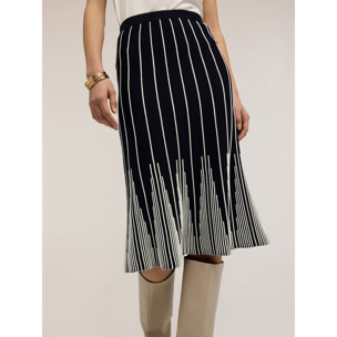 Motivi - Falda midi plisada a rayas - Azul