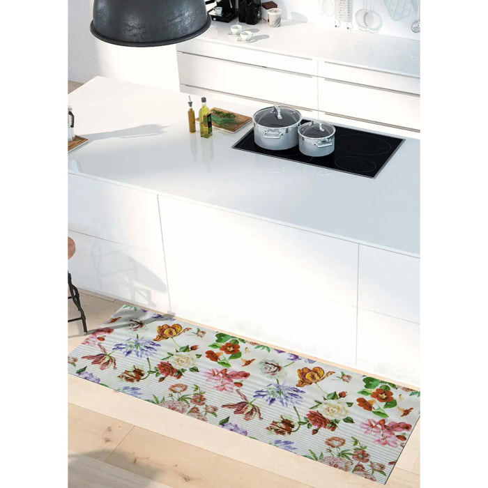 SALLY Alfombra vinílica de cocina dibujos de flores en multicolor, varias medidas disponibles.