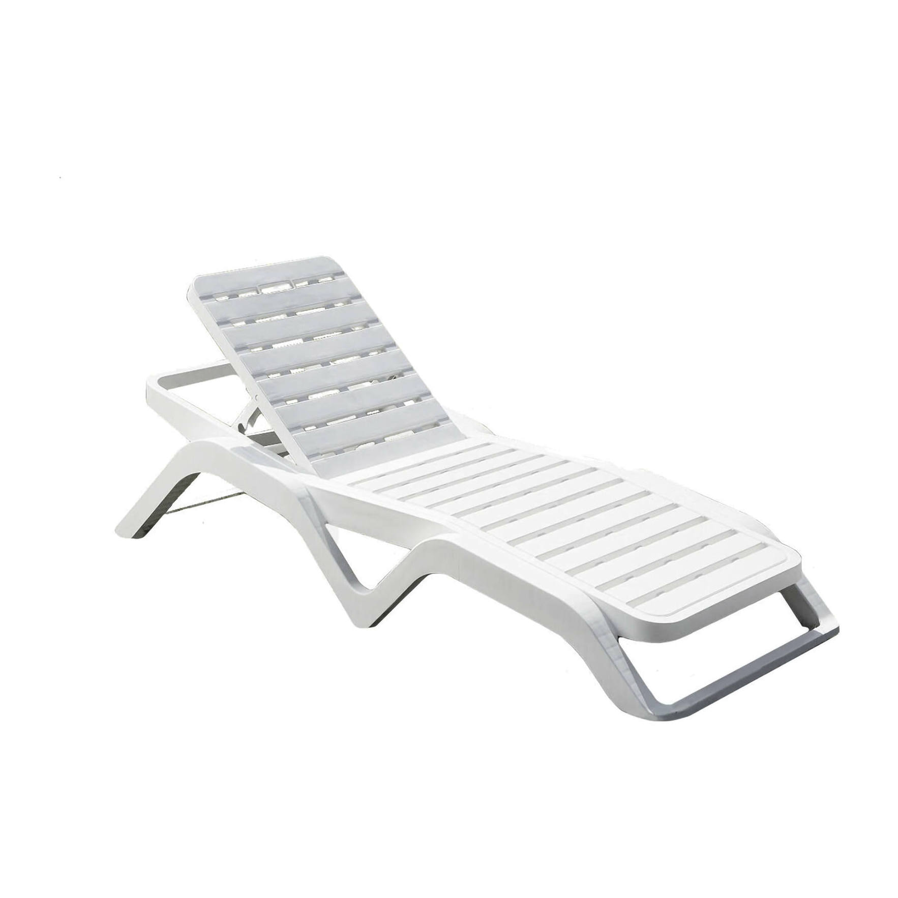 Lettino prendisole Ercolano, Sdraio da giardino regolabile, Lettino da esterno, 100 % Made in Italy, Cm 192x72h100, Bianco