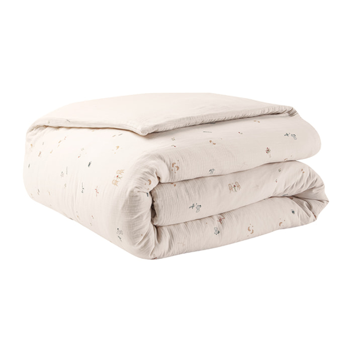 Housse de couette imprimée en gaze de coton, BREAKFAST IN PARIS, Beige